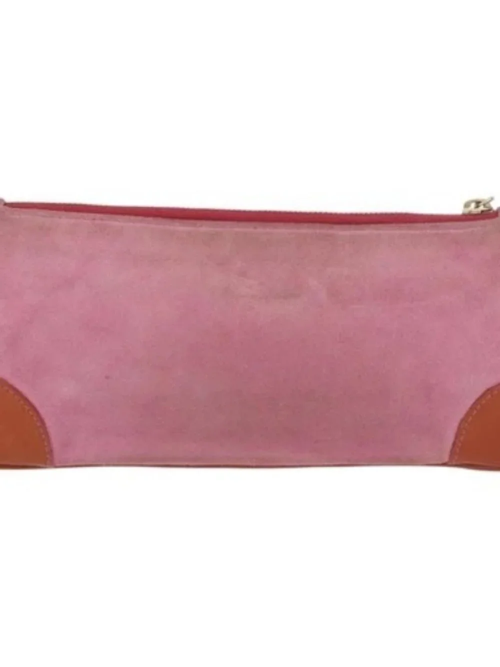 CHANEL Icon Series Pouch Suede Pink Gold CC Auth 176765